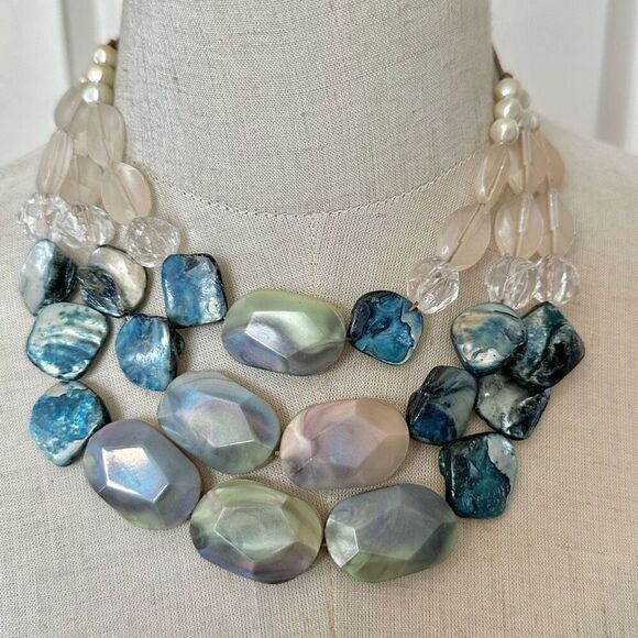 Chico's Jewelry - Chico's Luisa blue abalone multi strand statement necklace